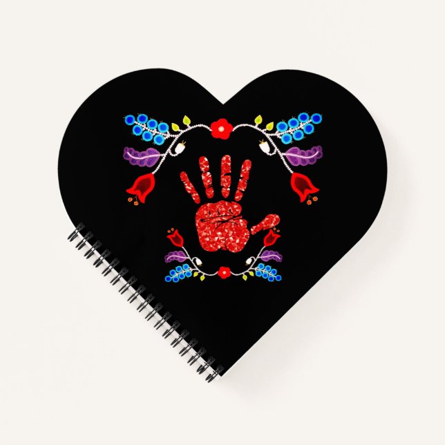 Carnet Motif Floral Ojibwe MMIW noir (Devant)