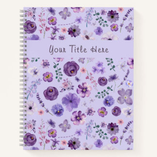 Carnet Motif floral personnalisable de lilas Botanique