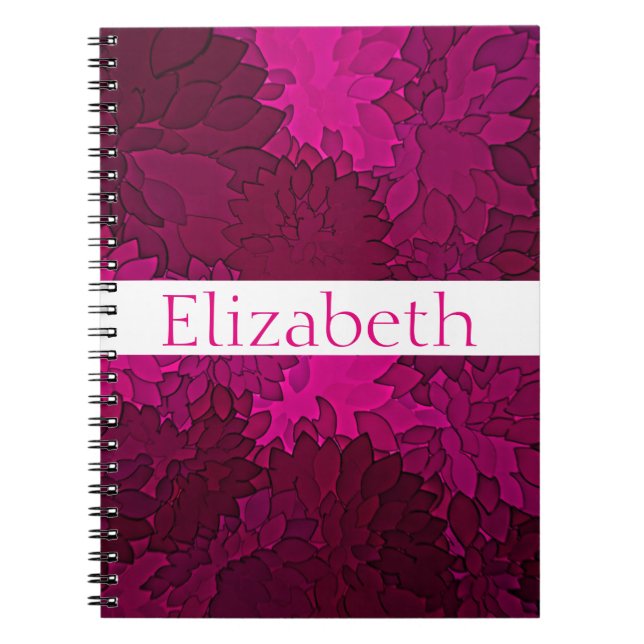 Carnet Motif floral personnalisé rose violet blanc (Devant)