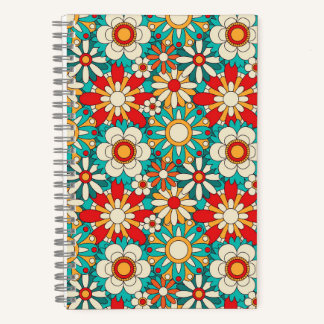 Carnet Motif Floral Rétro Sans Fil. Décor vintage