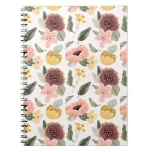 Carnet Motif floral sans couture pastel à l'aquarelle D