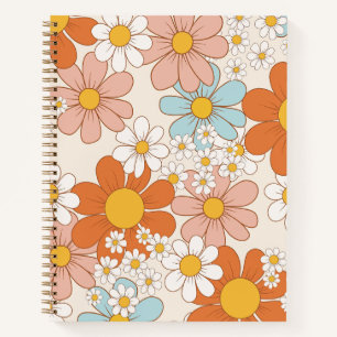 Carnet Motif floral sans couture rétro groovy à marguerit