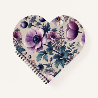 Carnet motif floral transparent avec anémone belle