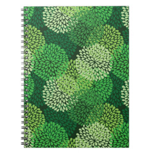 Carnet Motif floral vert