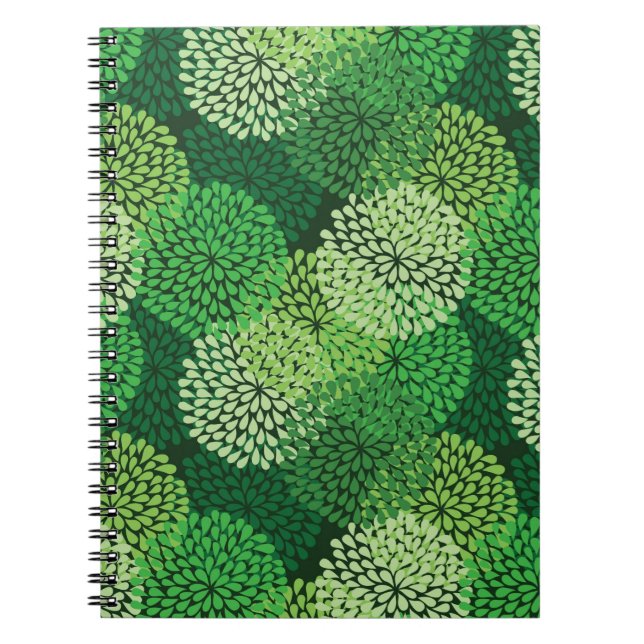 Carnet Motif floral vert (Devant)