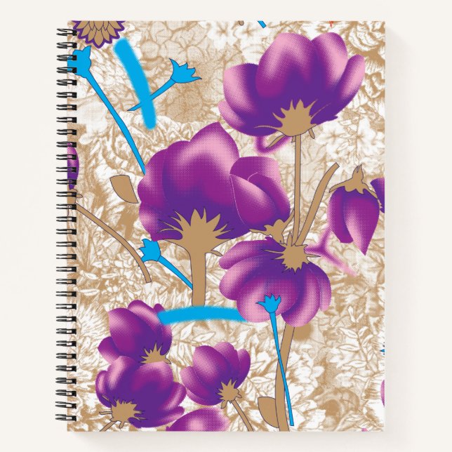 Carnet Motif floral vif avec violet et bleu f (Devant)