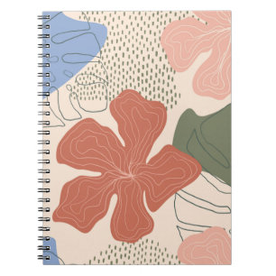 Carnet Motif fluide floral dessiné à la main, collage cré