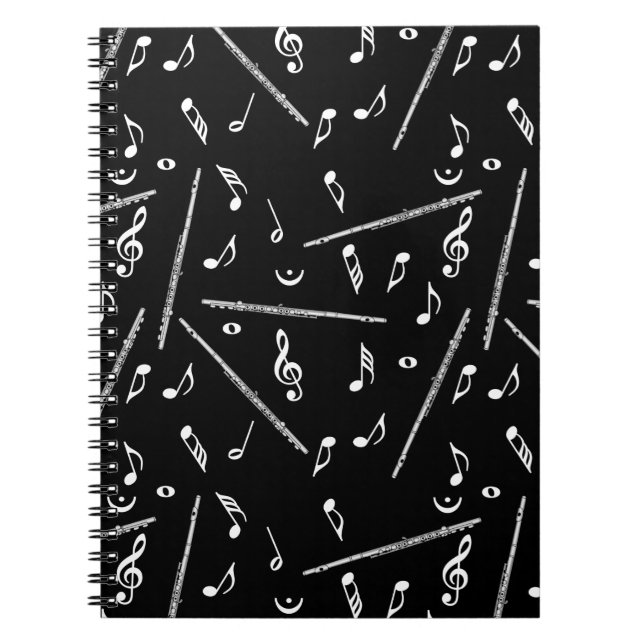 Carnet Motif Flute Music Note (Devant)