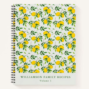 Carnet Motif Fruit Citron d'été Recette personnalisée