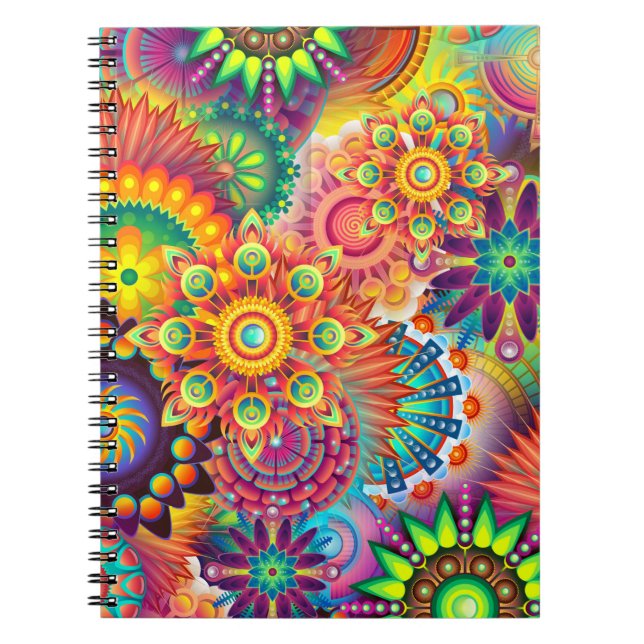Carnet Motif funky rétro Abstrait Bohème (Devant)