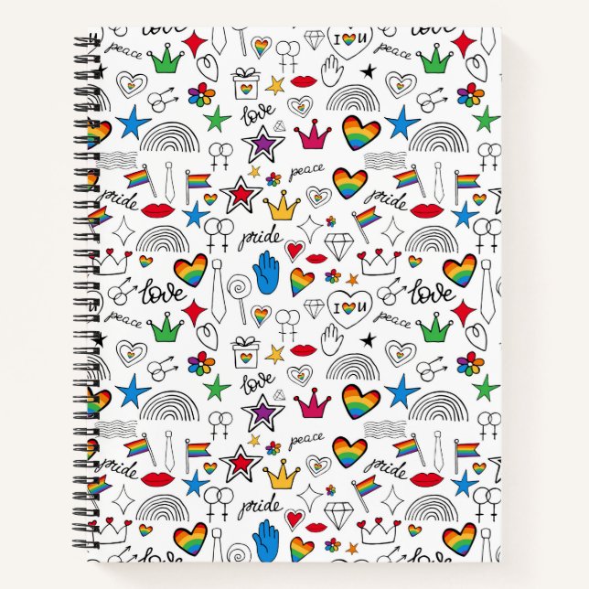 Carnet motif gay pride Doodle (Devant)