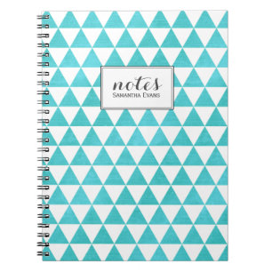 Carnet Motif géométrique bleu personnalisé d'Aqua de