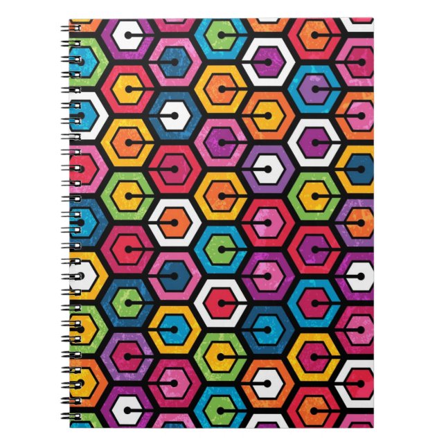 Carnet Motif géométrique coloré avec des hexagones (Devant)