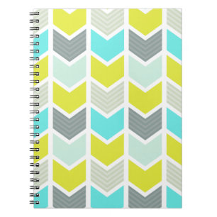 Carnet Motif géométrique gris jaune bleu de Chevron