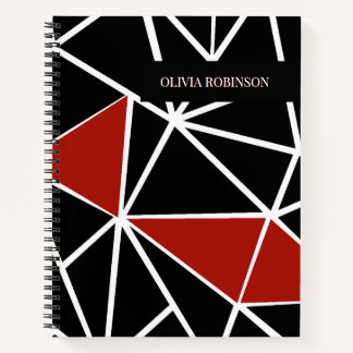 Carnet Motif géométrique noir et rouge élégant