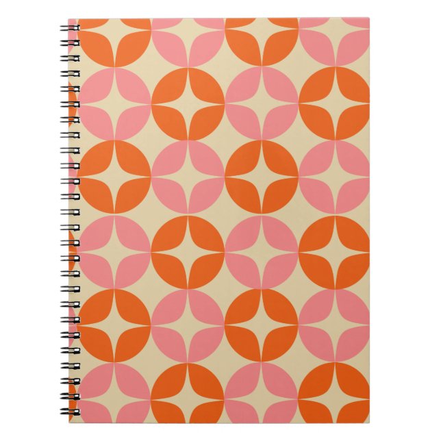 Carnet Motif géométrique rose et orange du milieu du sièc (Devant)