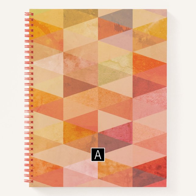 Carnet Motif géométrique Triangle souple | Monogramme (Devant)