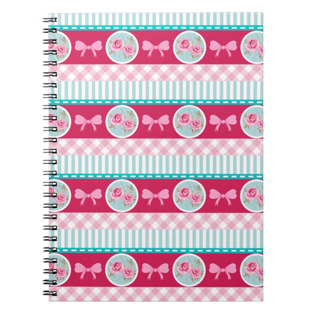 Carnet Motif Girly rose-clair et bleu mignon (Devant)