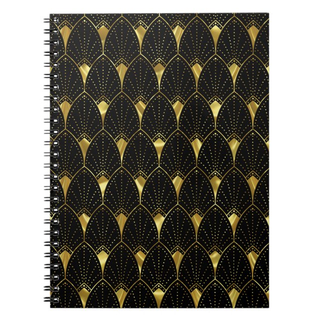 Carnet Motif Gold et Black Art Déco (Devant)