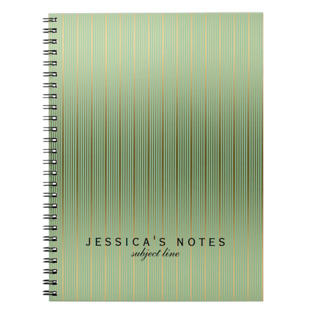 Carnet Motif Gold Et Mint Stripes (Devant)