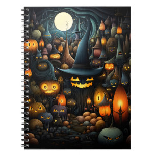 Carnet Motif Halloween Avec Casquette Sorcière Et Citroui