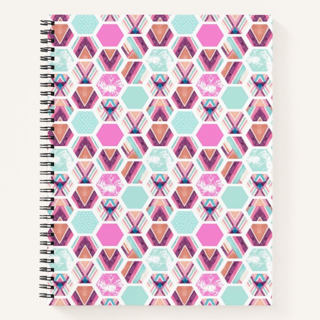 Carnet Motif Hexagon aquarelle (Devant)