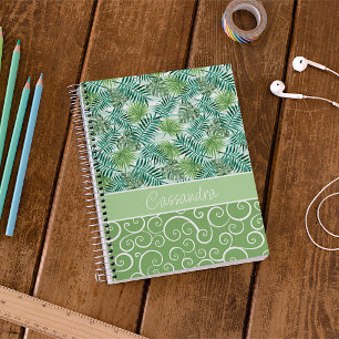Carnet Motif Hip Tropical Green Palm Leafs