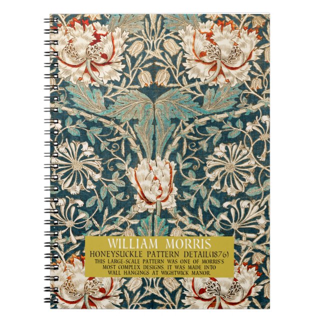 Carnet Motif Honeysuckle - Design de William Morris (Devant)