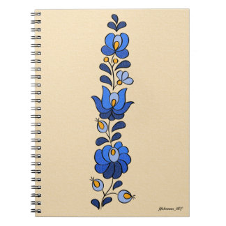 Carnet Motif hongrois de broderie, "Matyó" - bleu