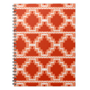 Carnet Motif Ikat Aztec - Rouille, Orange et blanc