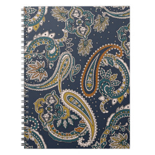 Carnet Motif indien traditionnel Paisley sur fond de terr