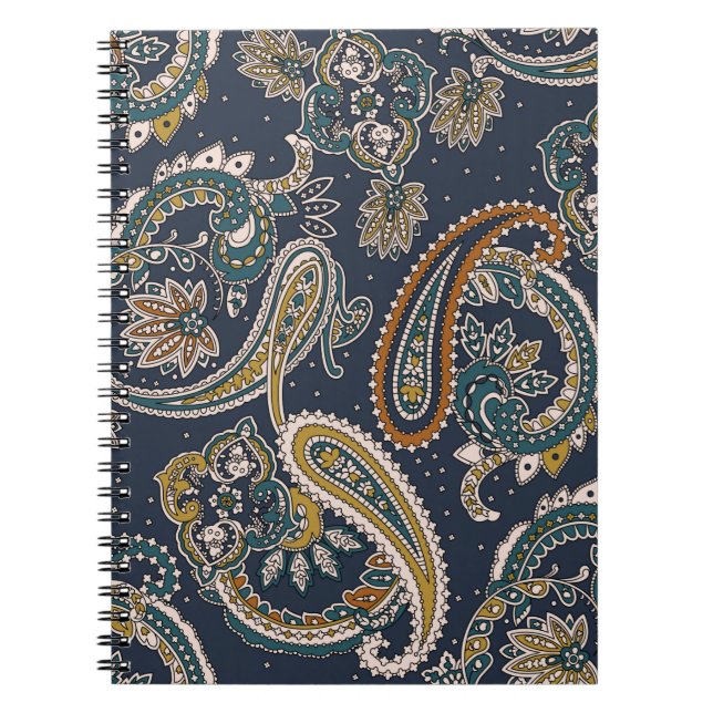 Carnet Motif indien traditionnel Paisley sur fond de terr (Devant)