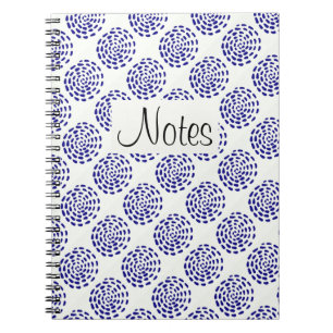 Carnet Motif indigo bleu foncé rayé sur blanc