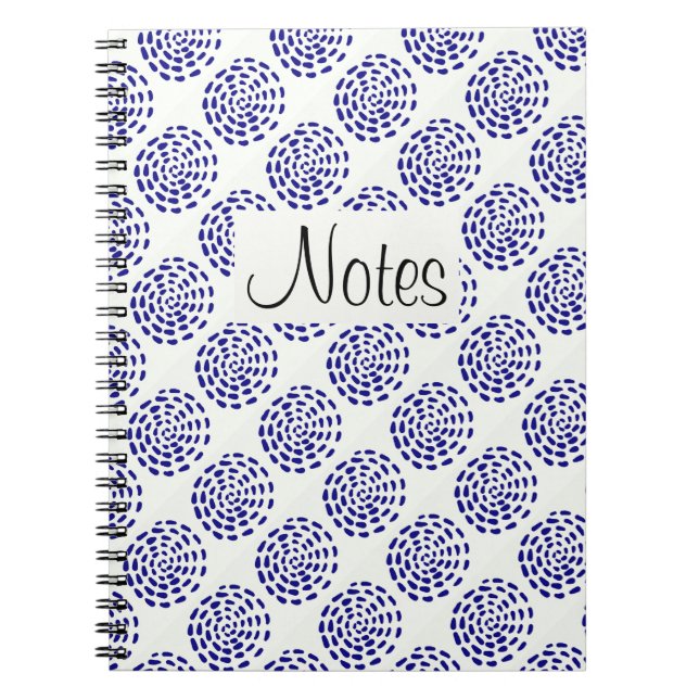 Carnet Motif indigo bleu foncé rayé sur blanc (Devant)