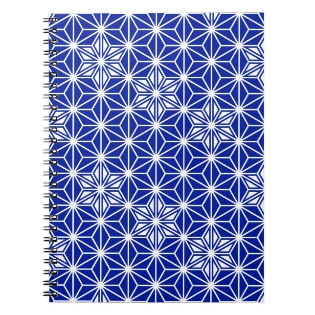 Carnet Motif japonais Asanoha - bleu cobalt (Devant)