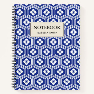 Carnet Motif japonais Kikkō Bleu et blanc