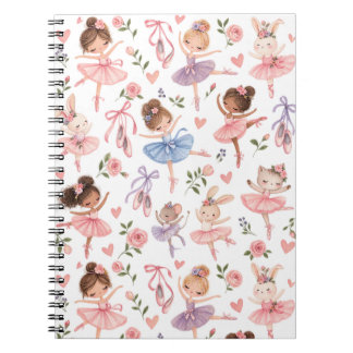 Carnet Motif Jardin Floral & Ballerine Pastel Douce
