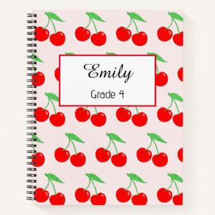Carnet Motif joli cerise écriture personnalisée