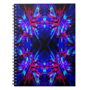 Carnet Motif kaléidoscope bleu et rouge