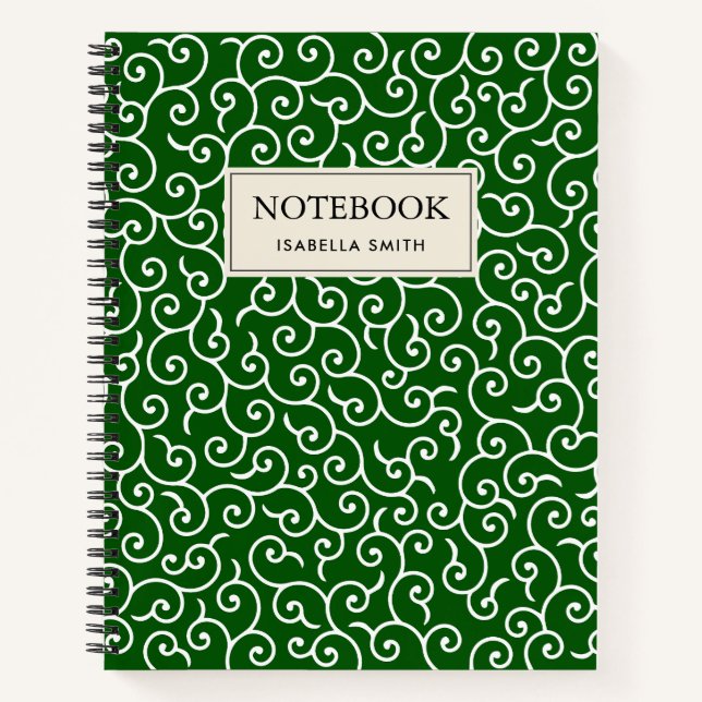 Carnet Motif Karakusa Vert et blanc (Devant)