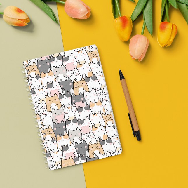 Carnet Motif Kawaii Cute Cats (Seamless Kawaii Cute Cats Pattern Notebook)