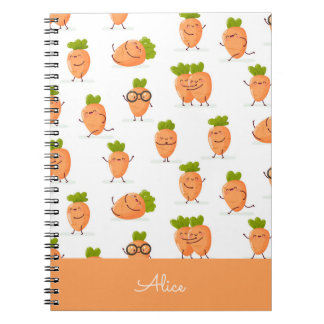 Carnet Motif kawaii de carottes amusantes