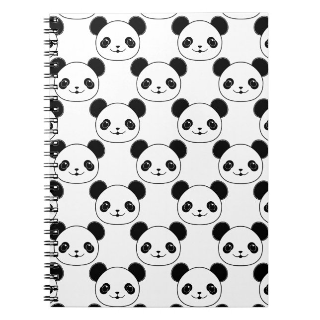 Carnet Motif Kawaii Panda En Noir Et Blanc (Devant)