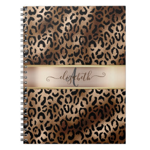 Carnet Motif léopard Bronze Noir Monogramme    