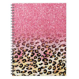 Carnet Motif léopard de Parties scintillant rose Glam
