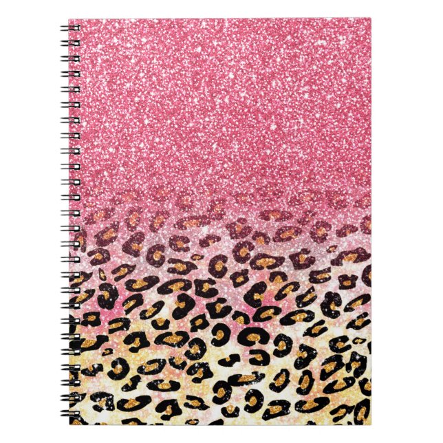 Carnet Motif léopard de Parties scintillant rose Glam (Devant)