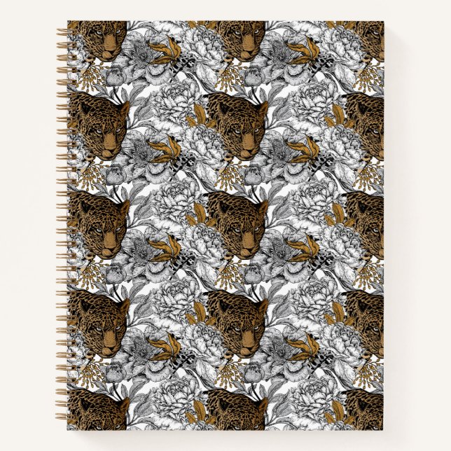 Carnet Motif Leopard & Peonies (Devant)