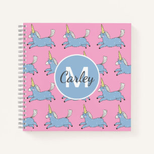 Carnet Motif licorne mignonne rose personnalisé féminin