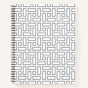 Carnet Motif linéaire noir et blanc - blanc