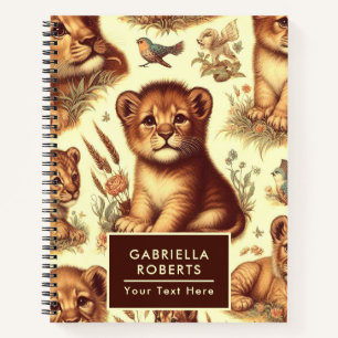 Carnet Motif Lion vintage mignon bébé